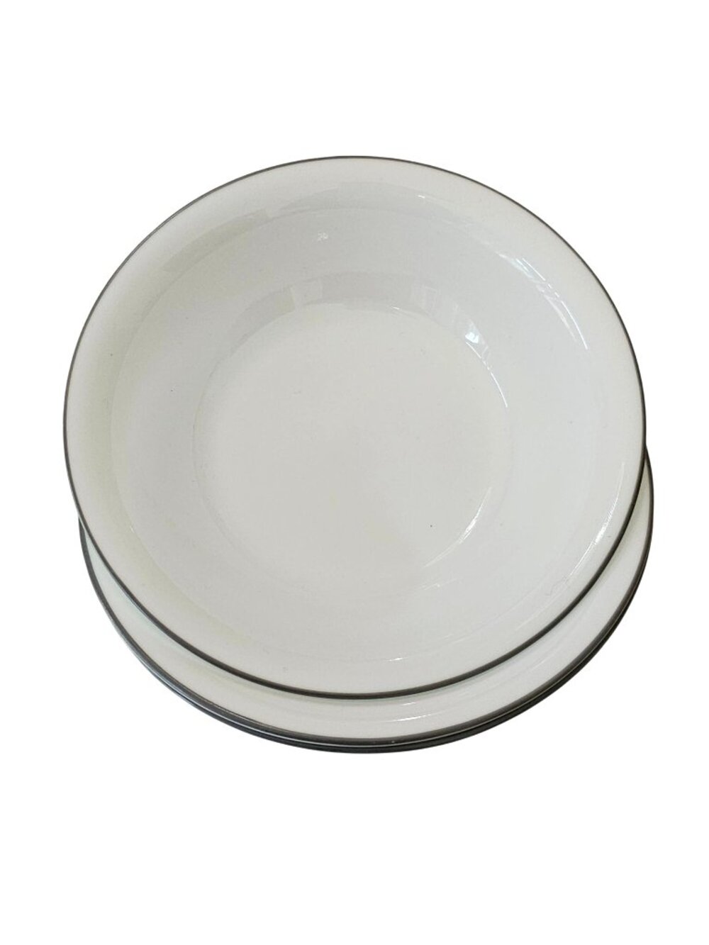 3 Corelle   Bowl 7" Soup Salad grey rim farmhouse cottage core